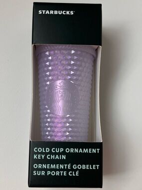 Starbucks Iridescent Lavender Studded Cold Cup Ornament Keychain BNIB